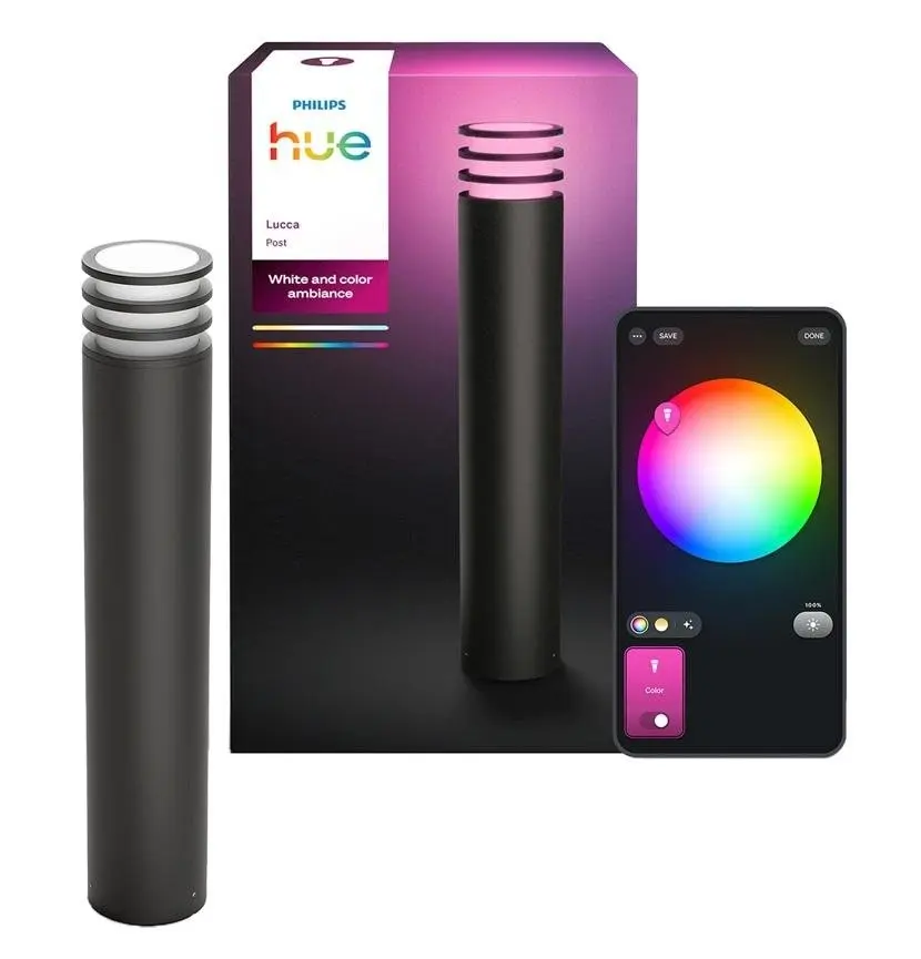 Philips Hue Lucca - Chytré venkovní sloupkové LED svítidlo, černá 929004308601