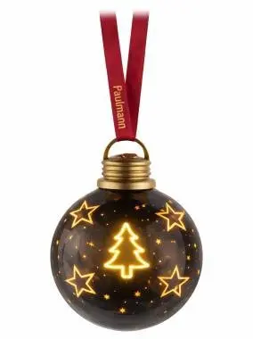 P 241226 Vánoční koule (na baterie) Christmas Globe hnědá / zlatá 100mm 2200K sklo – PAULMANN
