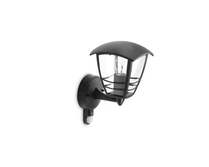 Philips myGarden - Nástěnná venkovní lucerna 29x18 cm, E27, se senzorem, černá 915002791102