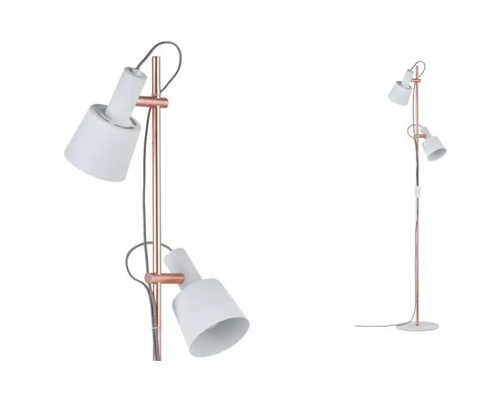 P 79660 VÝPRODEJ VZORKU Stojací lampa Neordic Haldar bílá / měď - PAULMANN