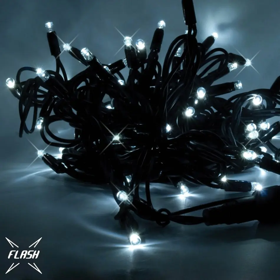 DLED SFNX120 DecoLED LED světelný řetěz, 20m, ledově bílá s FLASH efektem, 120 diod, černý kabel SFNX120