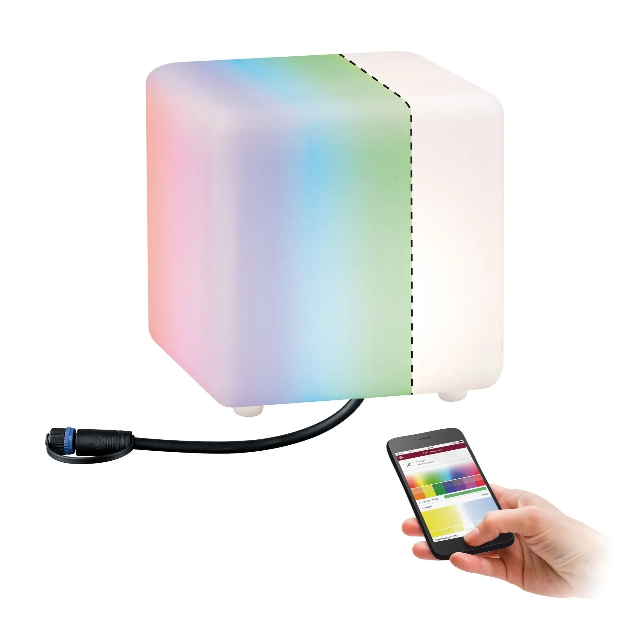 P 94268 VÝPRODEJ VZORKU - Svítidlo venkovní Plug & Shine ZigBee RGBW Cube 2,8W 24V  - PAULMANN