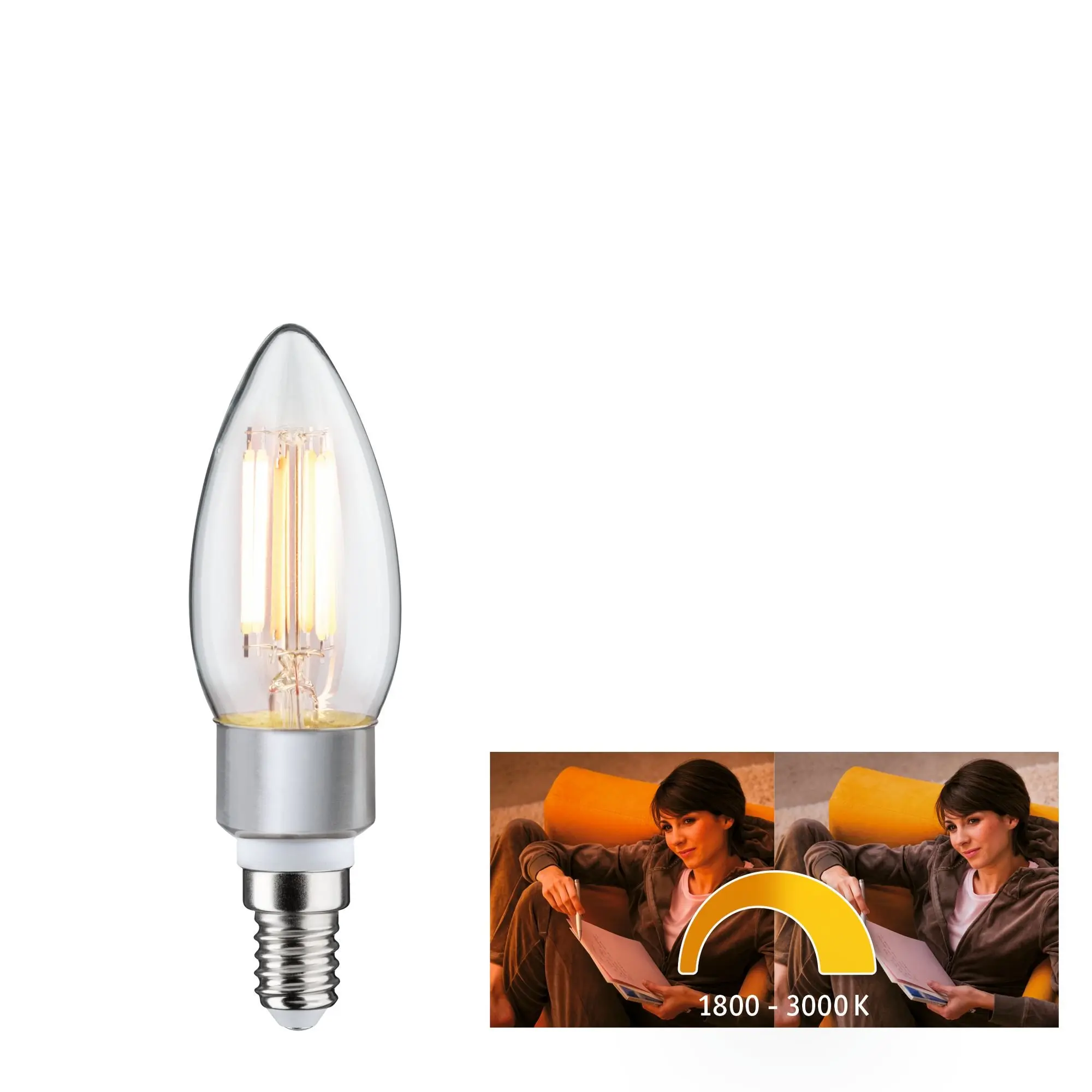 P 28777 LED svíčka 5 W E14 1.800 - 3.000K dim to warm - PAULMANN