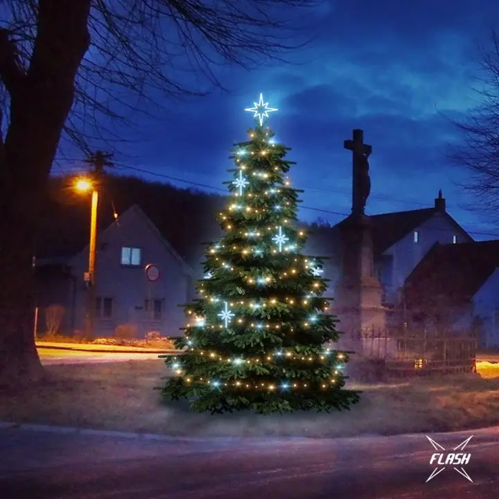 DLED TFS1021A LED světelná sada na stromy vysoké 3-5m, teplá bílá s Flash, ledové dekory EFD15S1