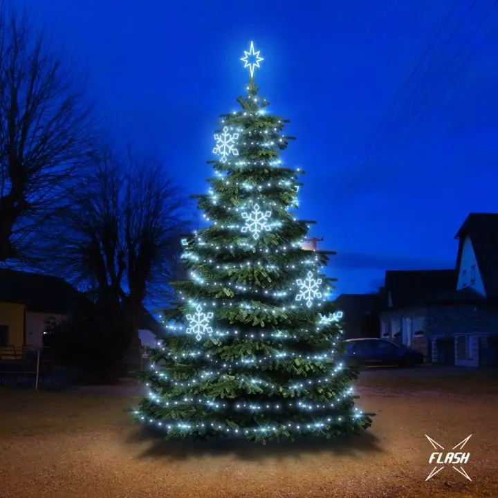 DLED TFS2022 LED světelná sada na stromy vysoké 6-8m, ledová bílá s Flash, dekory EFD05