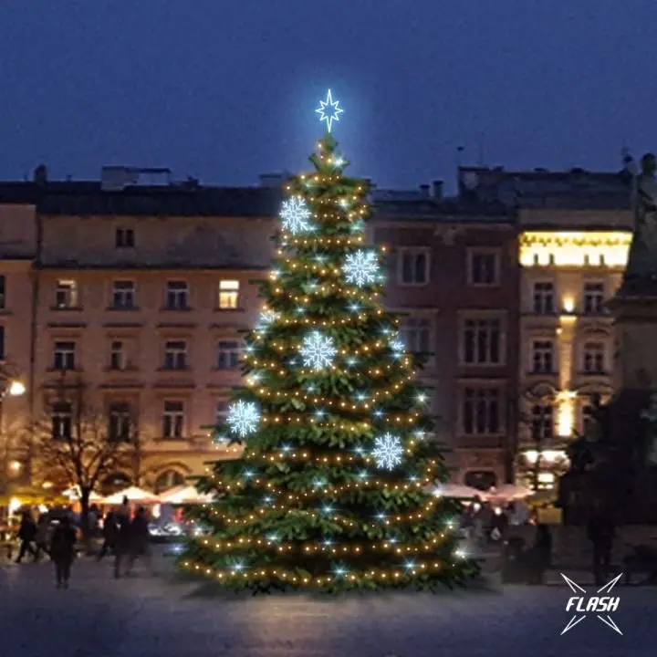 DLED TFS3023A LED světelná sada na stromy vysoké 9-11m, teplá bílá s Flash, ledové dekory 8EFD08