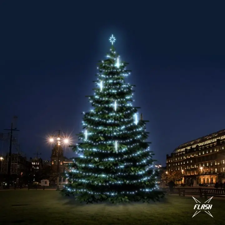 DLED TFS4031 LED světelná sada na stromy vysoké 12-14m, ledová bílá s Flash, s padajícím sněhem