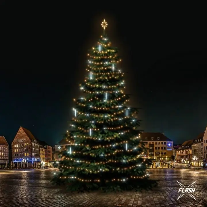 DLED TFS7031W LED světelná sada na stromy vysoké 21-23m, teplá bílá s Flash, s padajícím sněhem