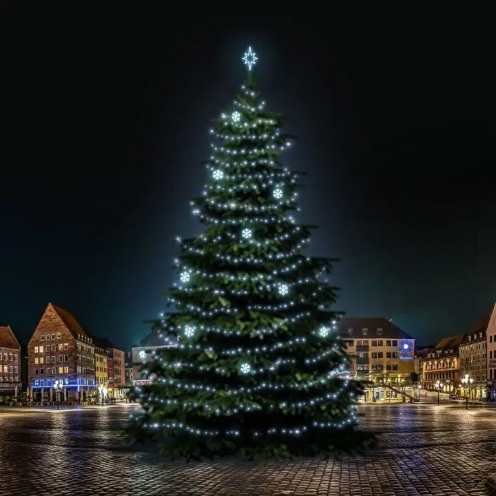 DLED TRS7021 LED světelná sada na stromy vysoké 21-23m, ledová bílá s dekory EFD01