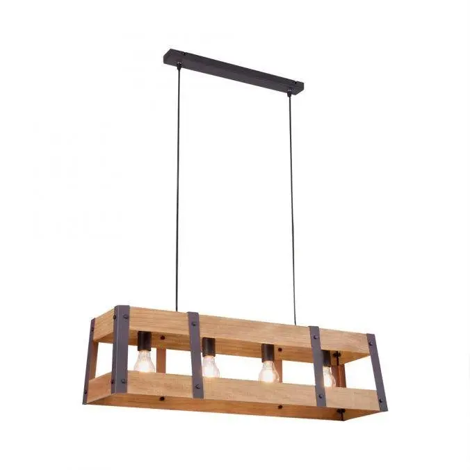 LD 15721-79 CRATE Závěsné svítidlo ze dřeva a kovu v rustikálním designu - LEUCHTEN DIREKT / JUST LIGHT