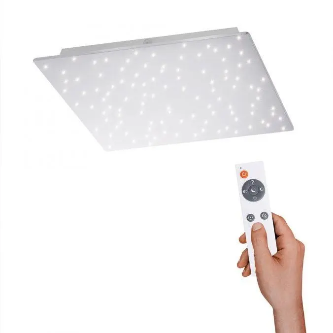 LD 14671-55 SPARKLE LED stropní svítidlo hranaté v barvě oceli s hvězdným nebem a nastavitelou barvou světla 2700-5000K - LEUCHTEN DIREKT / JUST LIGHT
