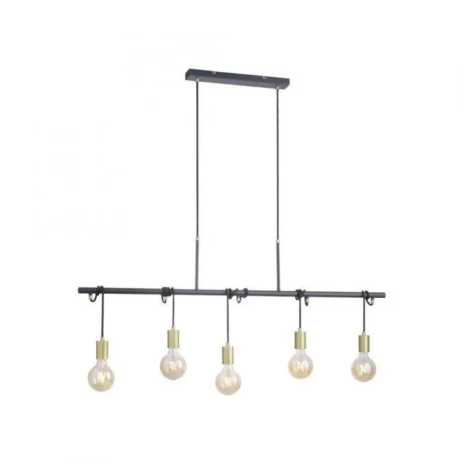 LEUCHTEN DIREKT is JUST LIGHT Závěsné svítidlo v matné černé a zlaté v moderním vintage stylu