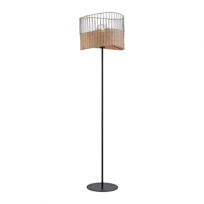 LD 11151-79 REED Stojací svítidlo z kovu a dřeva v rustikálním vintage designu - LEUCHTEN DIREKT / JUST LIGHT
