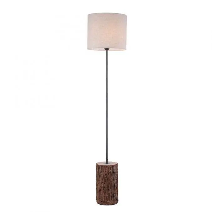 LD 11234-79 BARK LED stojací svítidlo, dřevo, látkové stínidlo,1xE27, šňůrový vypínač - LEUCHTEN DIREKT / JUST LIGHT