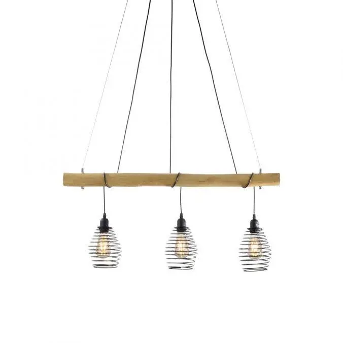 LD 15526-79 SPRING Závěsné svítidlo, dřevo, přírodní, 3-ramenné, E27, nastavitelná výška - LEUCHTEN DIREKT / JUST LIGHT
