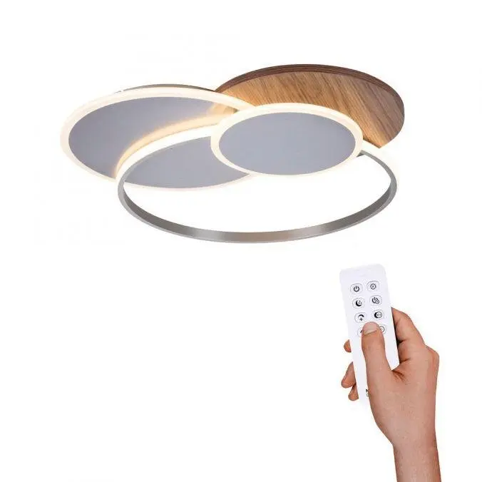 Paul Neuhaus Stropní LED svítidlo Palma, 50W, 6000lm, dekor dřeva, 65 x 62,5 cm