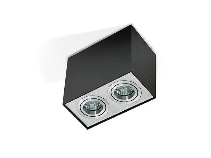 AZZ AZ1355 Stropní bodové přisazené svítidlo Azzardo Eloy 2 black/aluminium AZ1355 GU10 2x50W IP20 18,5cm hranaté černo-hliníkové - AZZARDO