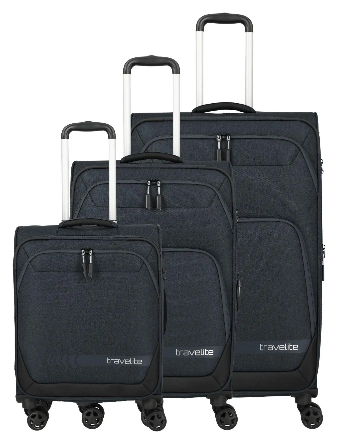 Sada cestovních kufrů Travelite Kick Off 4w S, M exp, L exp Anthracite