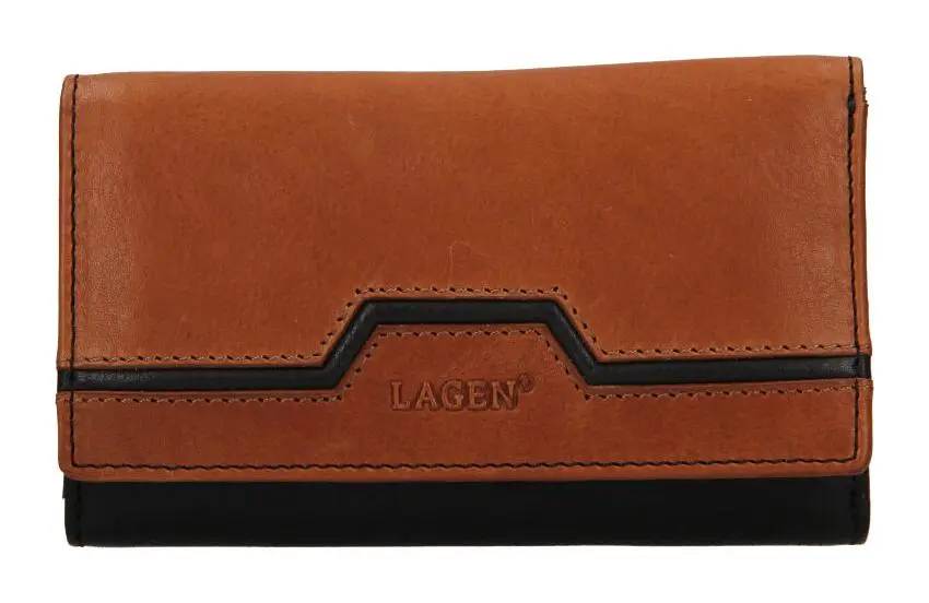 Dámská kožená peněženka Lagen BLC/5305/222 Black/Cognac