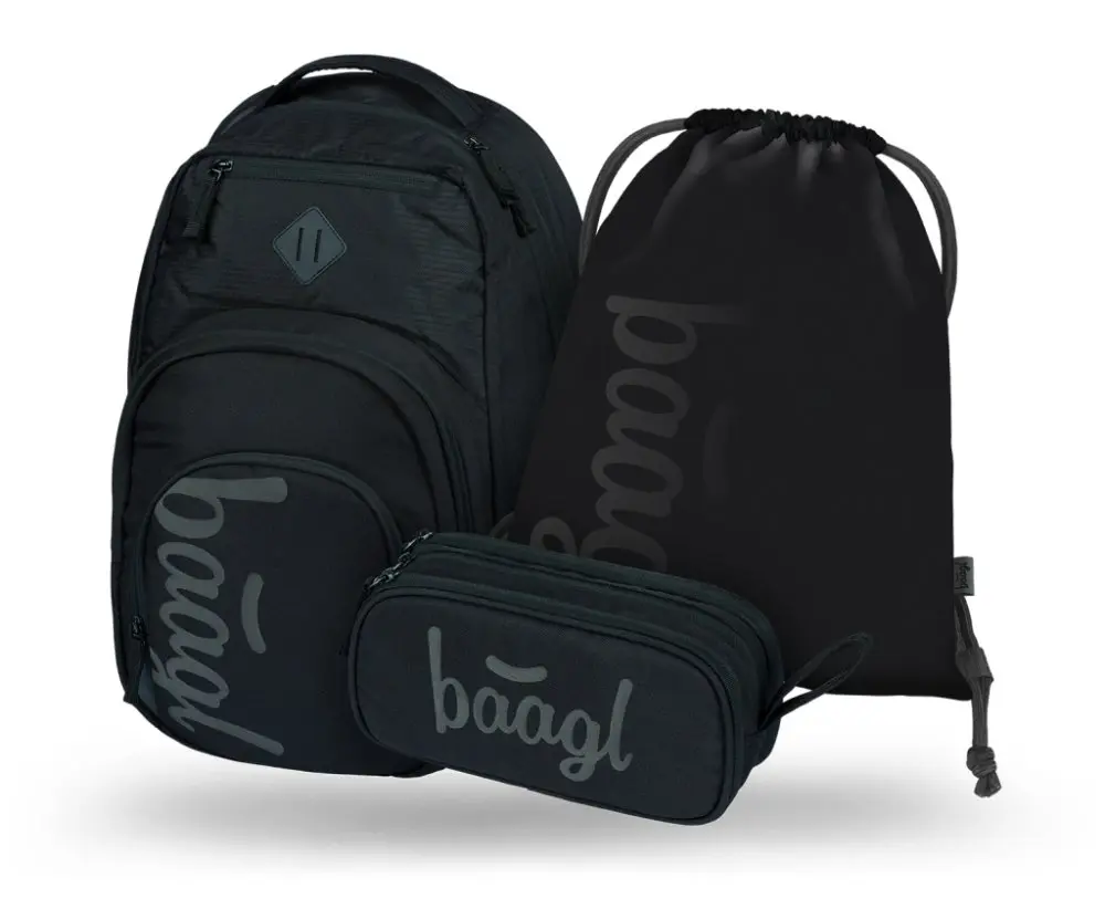3 SET Coolmate Black: batoh, penál, sáček - -