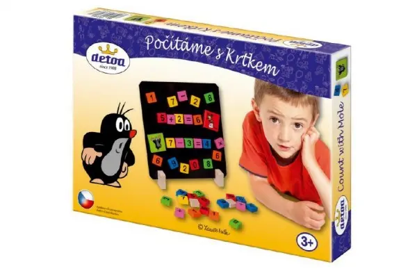 Detoa Magnetické Počítáme s Krtkem dřevo 40ks v krabici 27x19x35cm