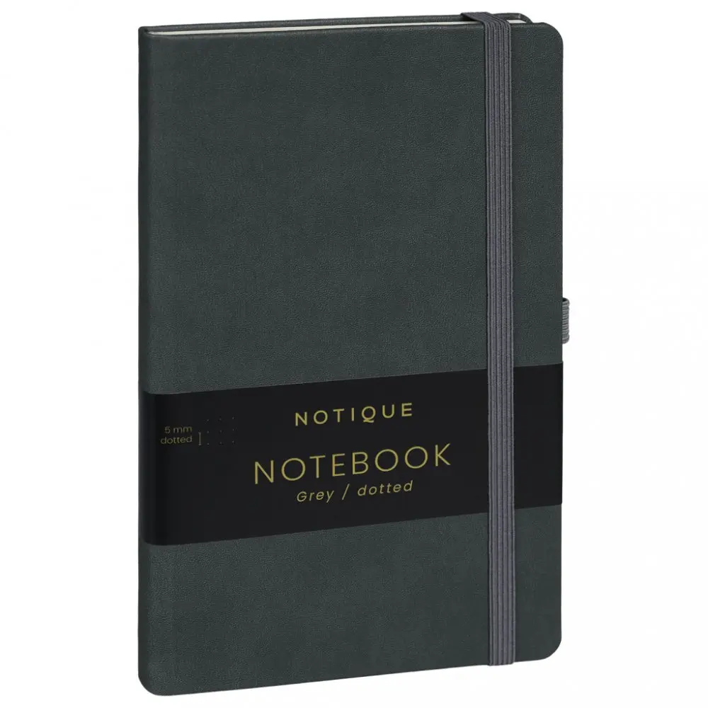 NOTIQUE Notes Šedý, tečkovaný, 13 × 21 cm