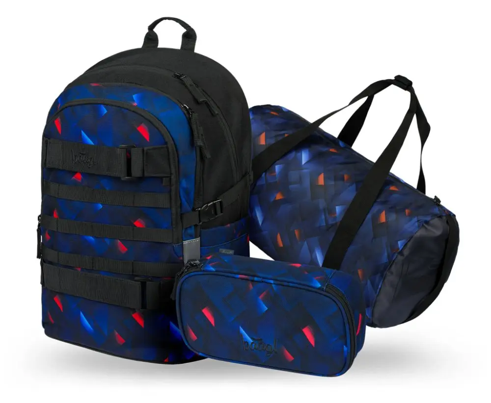 BAAGL 3 SET Skate Indigo: batoh, penál, sportovní taška GRS