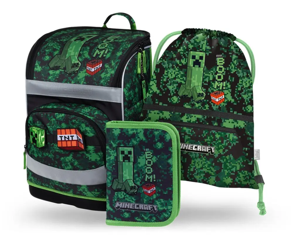Baagl Školní set Zippy Plus Minecraft Boom – aktovka, penál, sáček