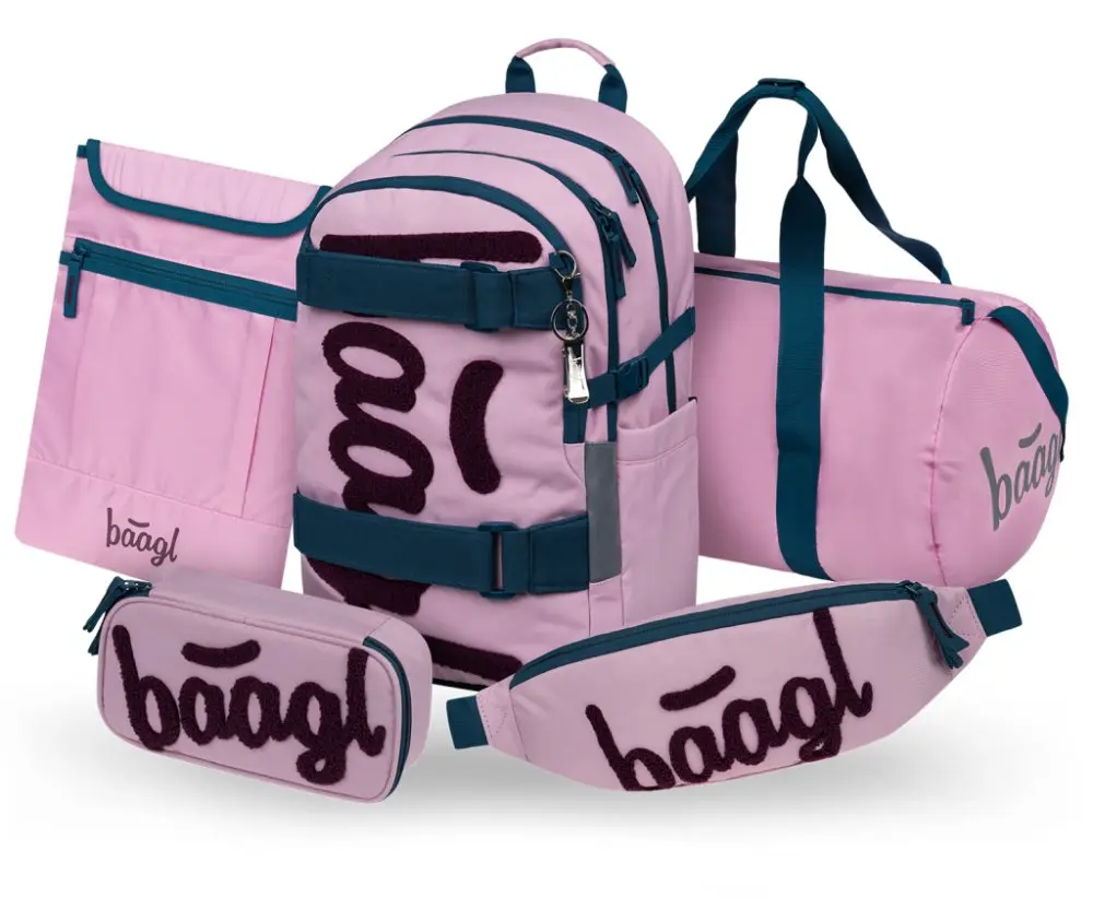 BAAGL SADA 5 Skate Rose: batoh, penál, sportovní taška, ledvinka, obal na notebook GRS