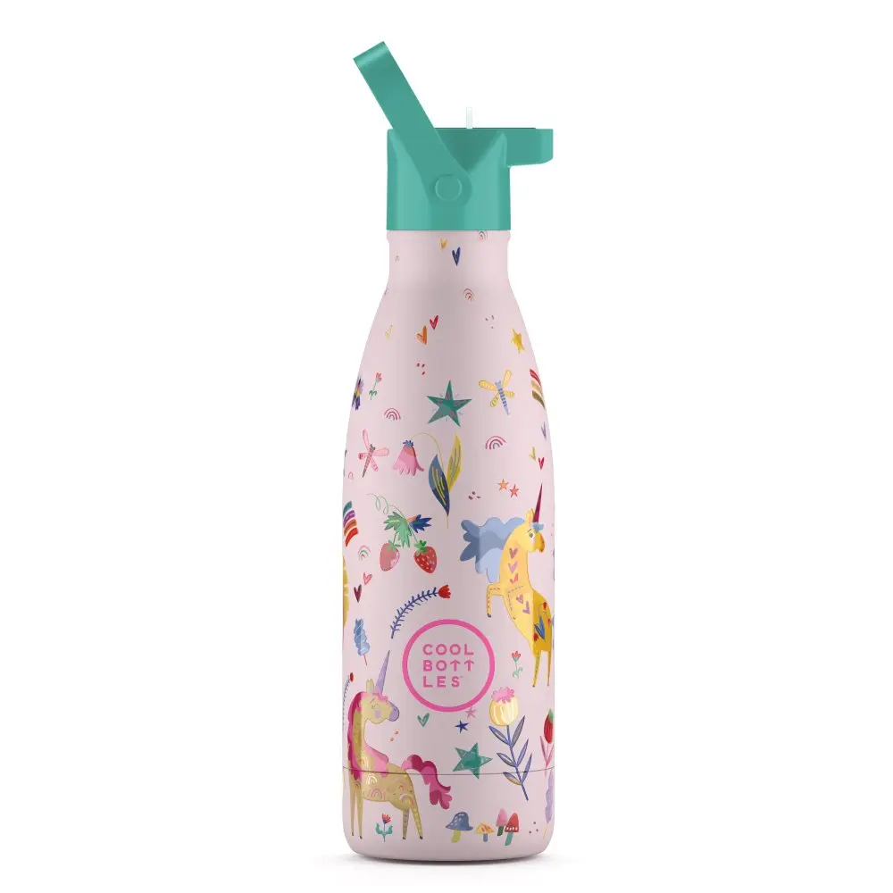 Dětská nerezová termolahev COOL BOTTLES Funny Unicorns třívrstvá 350ml 3D