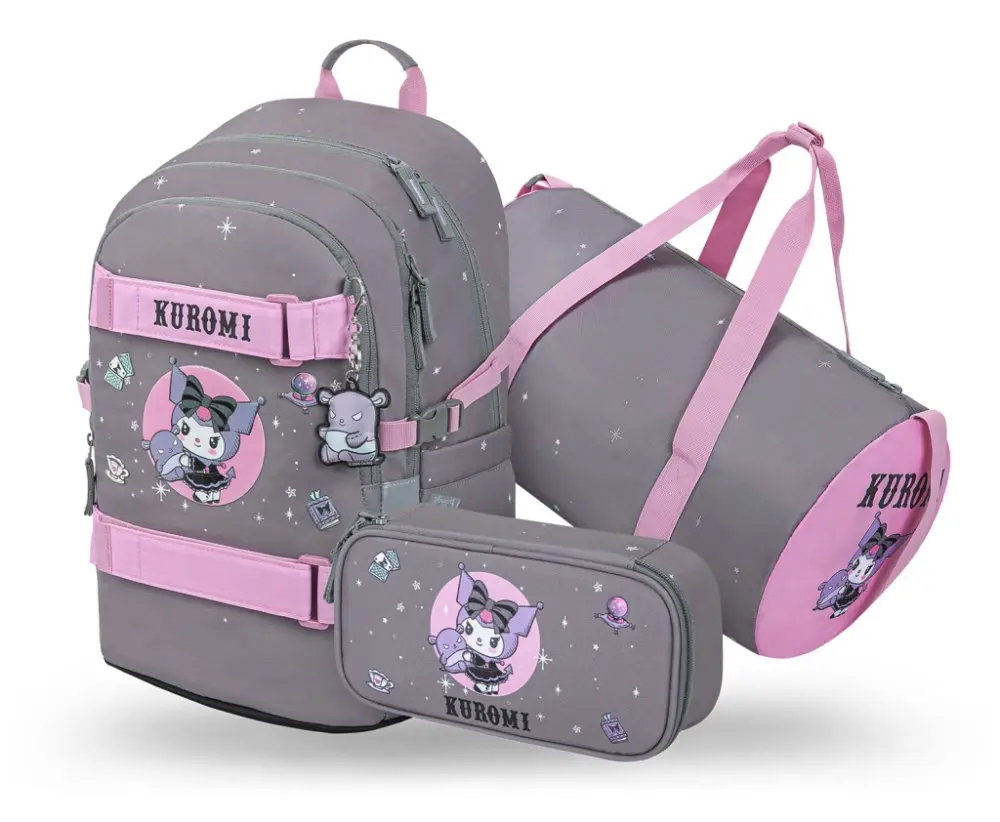 BAAGL 3 SET Skate Kuromi Grey: batoh, penál, sportovní taška
