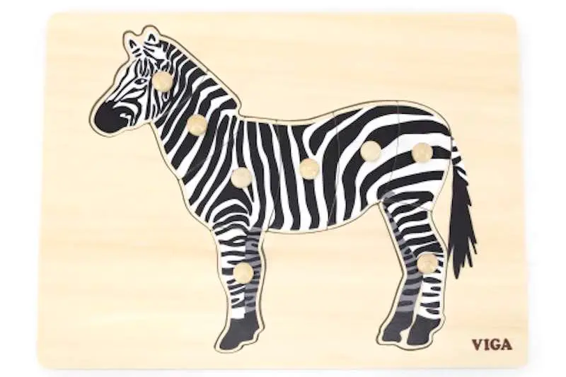 Viga Dřevěná montessori vkládačka - zebra