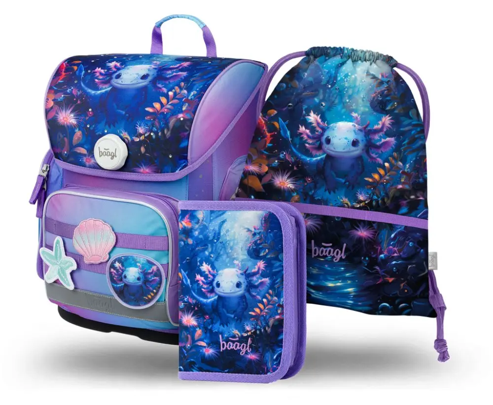 BAAGL 3 SET Ergo Axolotl: aktovka, penál, sáček