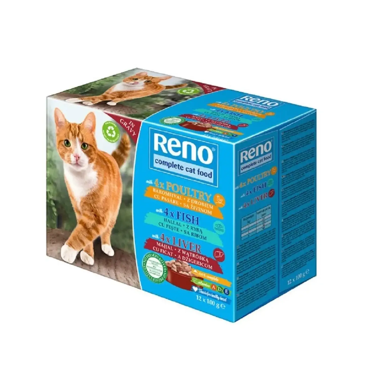 Reno Kapsičky pro kočky játra/ryba/drůbež, 12x 100 g