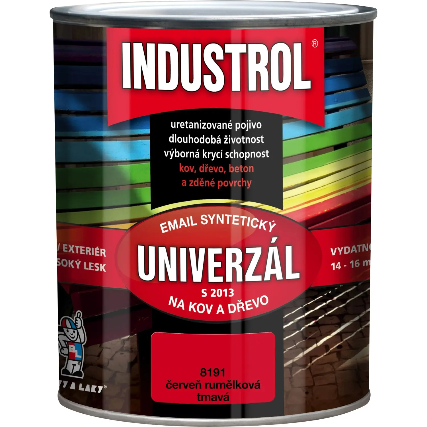 INDUSTROL Email na kov a dřevo S2013 UNIVERZÁL 8191 červeň rumělka tmavá 750 ml