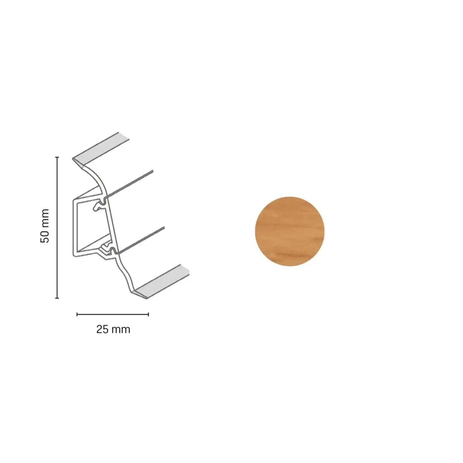 Döllken, DOPRODEJ: Soklová podlahová lišta SLK50 W277 Horské jablko 2,5 m, 2500x50x25 mm, hnědá