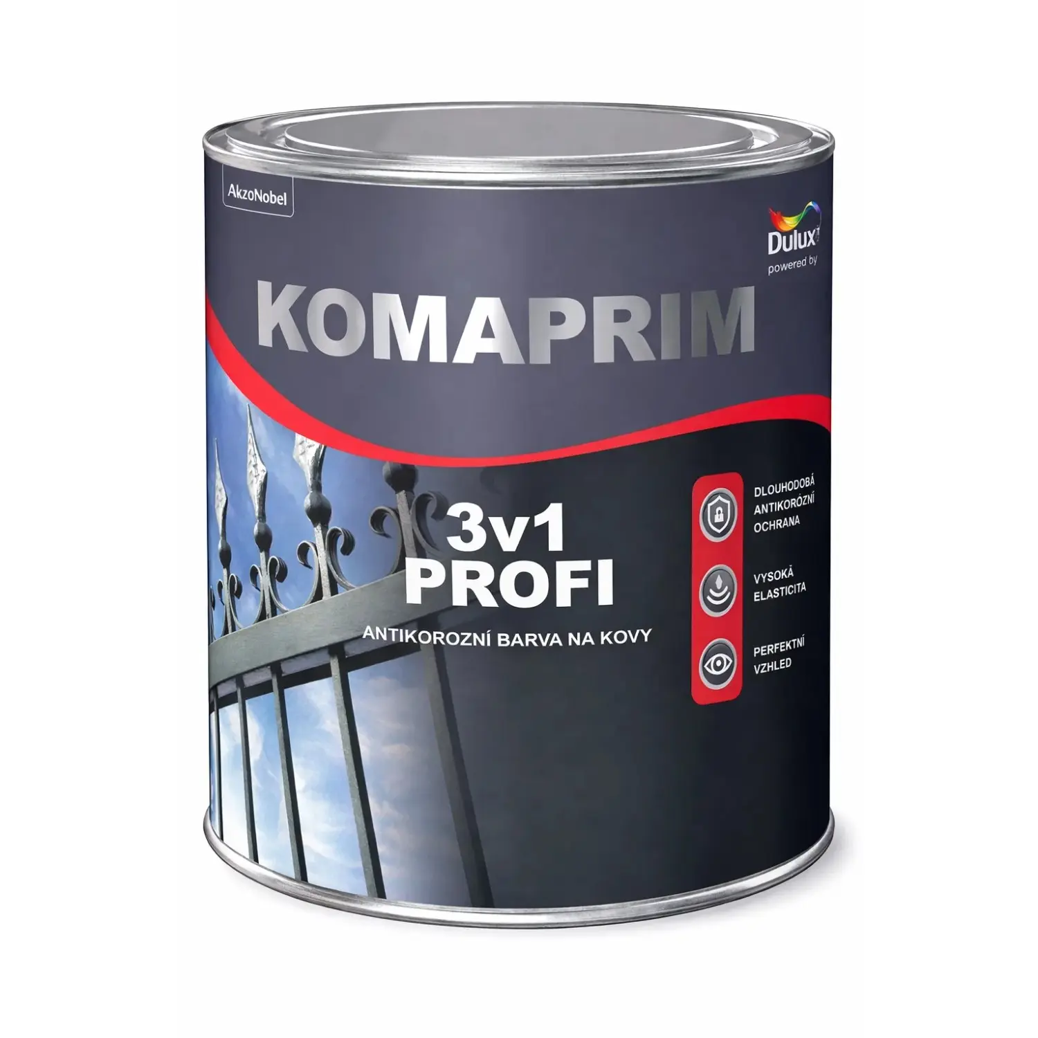 Dulux Antikorozní barva na kovy KOMAPRIM 3v1 PROFI hliník 0,75 l