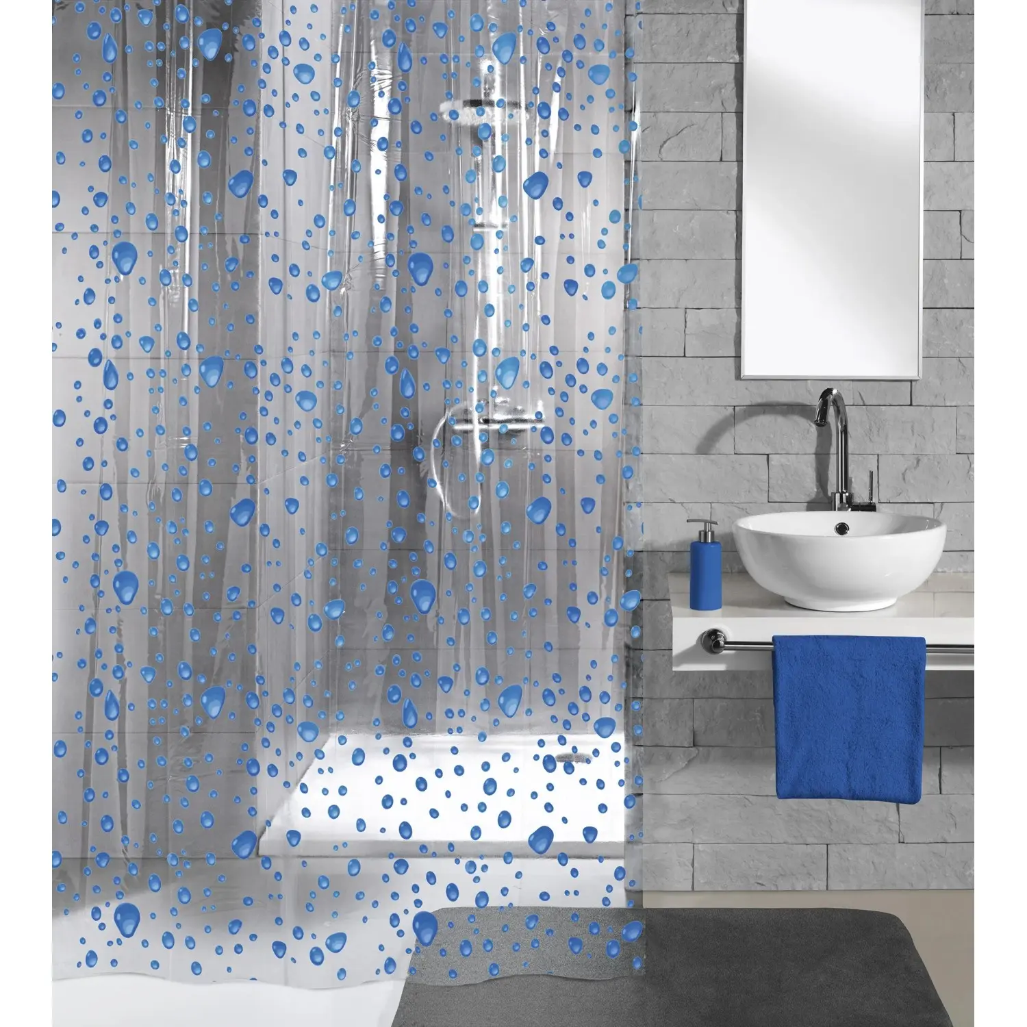 Kleine Wolke Sprchový závěs Bubble námořnická modrá, 180 x 200 cm