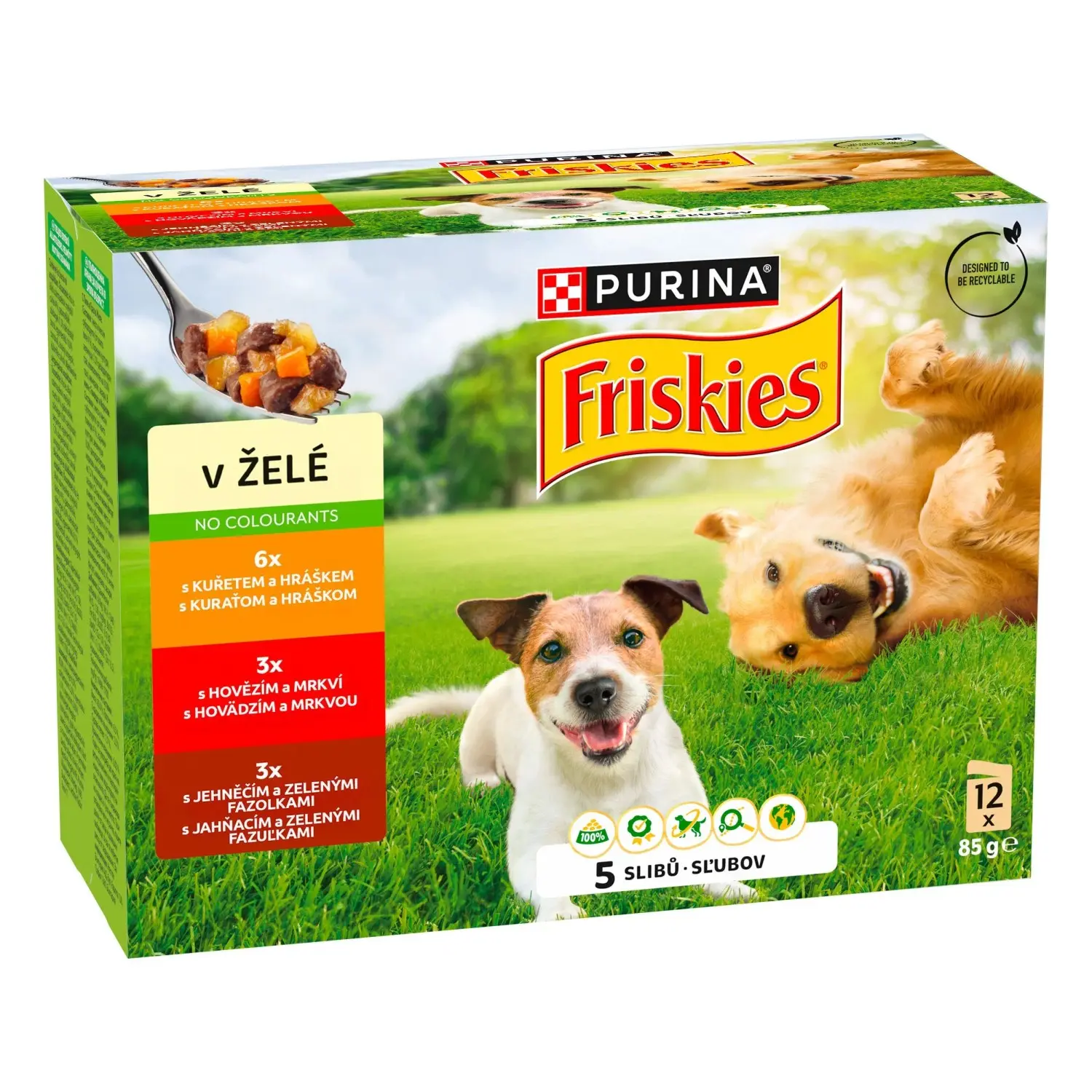 Friskies kapsa pes Hovězí, Kuřecí, Jehněčí v želé 12 x 85g