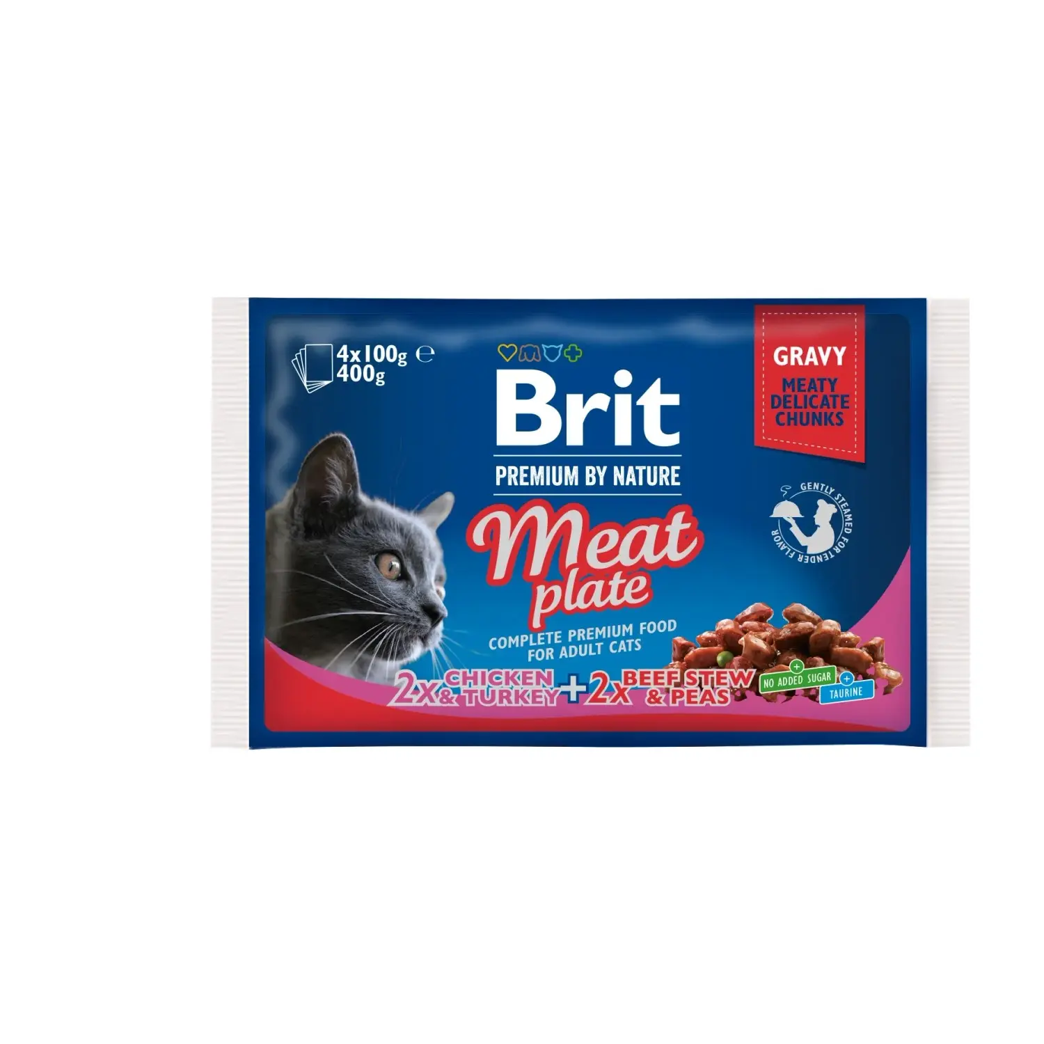 Brit Kapsička pro kočky Premium Cat Pouches Meat Plate 400 g (4x100 g)