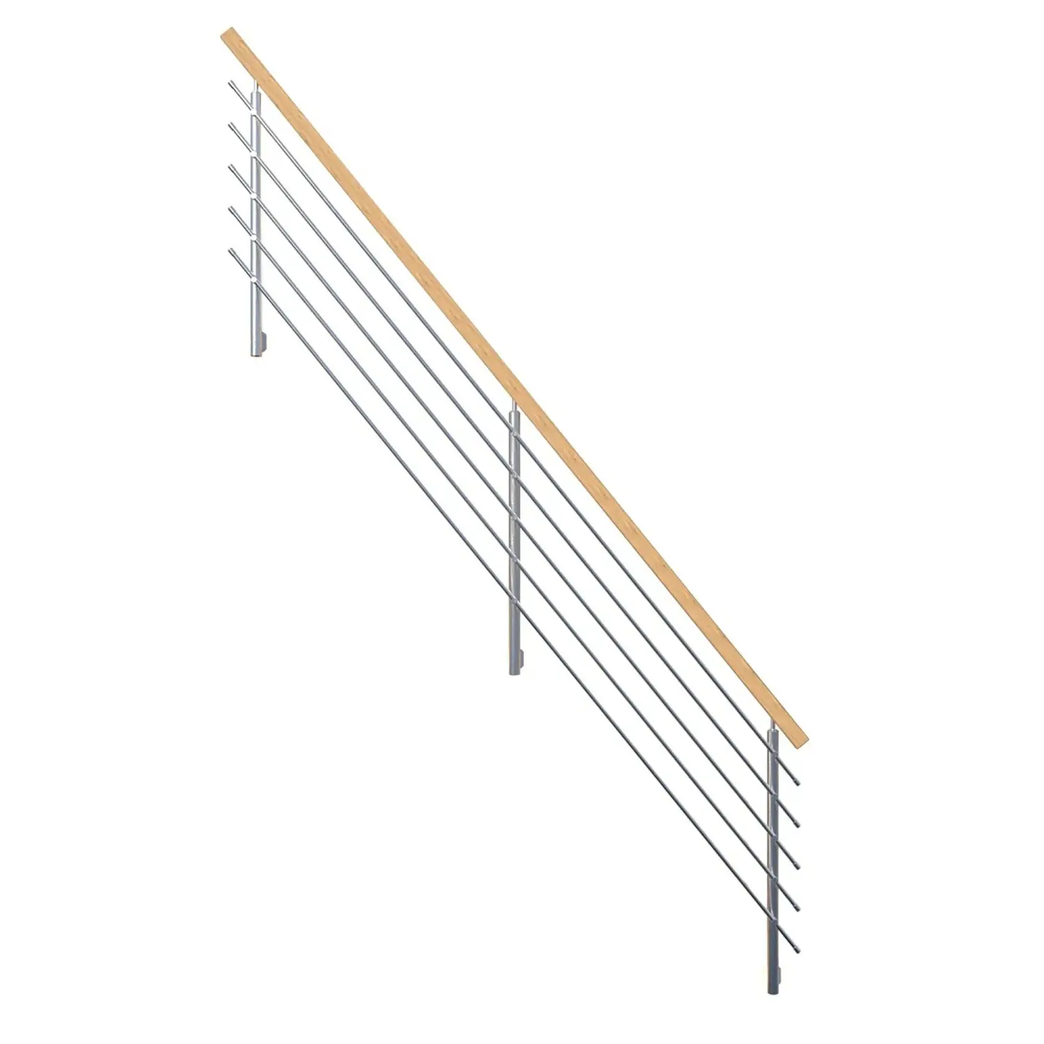 StarWood Nerezové zábradlí Flex s hranatým dubovým madlem 375 cm