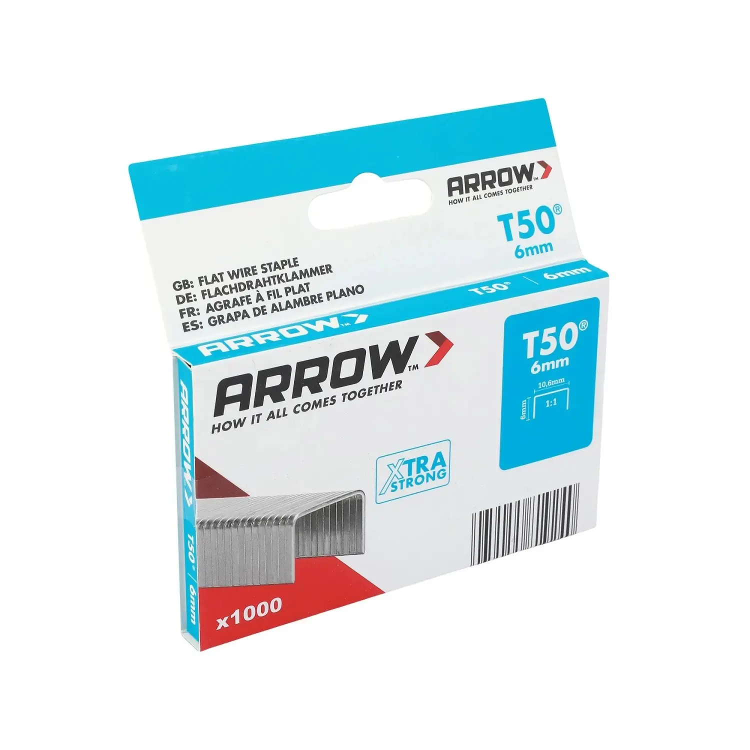 Arrow Drátěné sponky do sponkovačky T50, délka 6 mm, 1000 ks