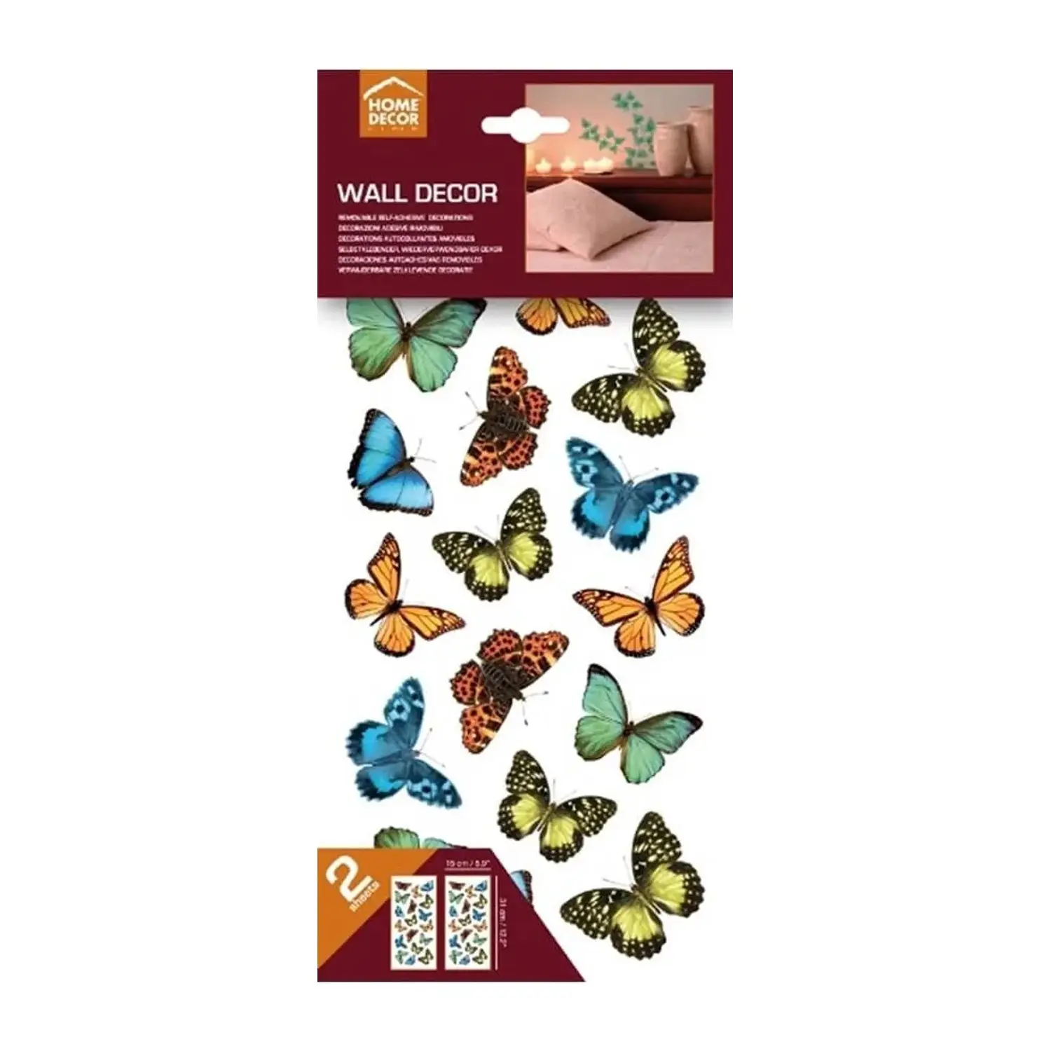 Crearreda Samolepící dekorace Colourful Butterflies