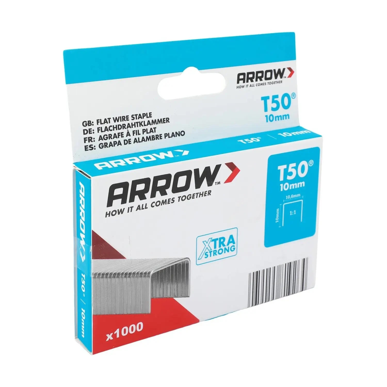 Arrow Drátěné sponky do sponkovačky T50, délka 10 mm, 1000 ks
