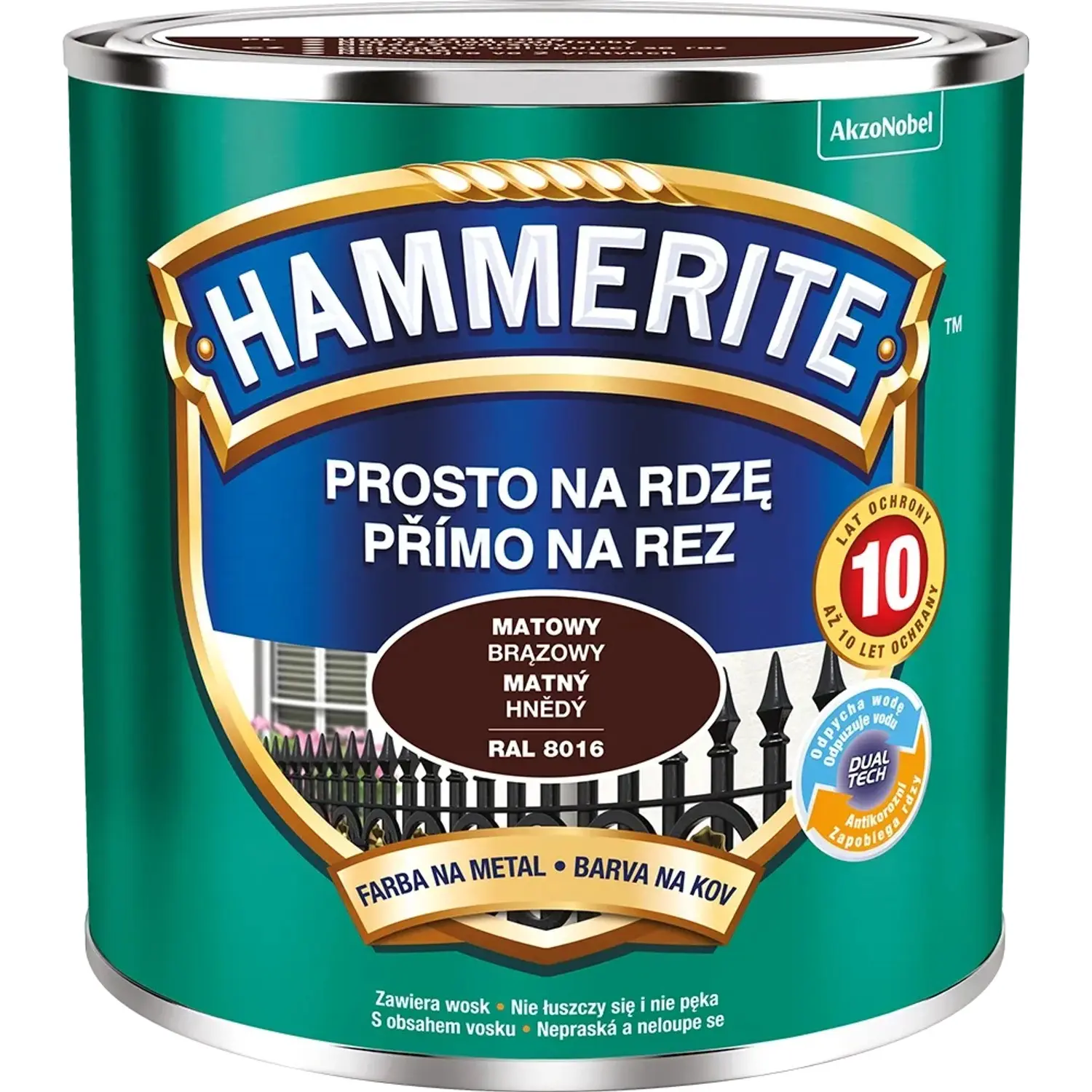 HAMMERITE Přímo na rez barva na železné kovy matná hnědá 0,25 l