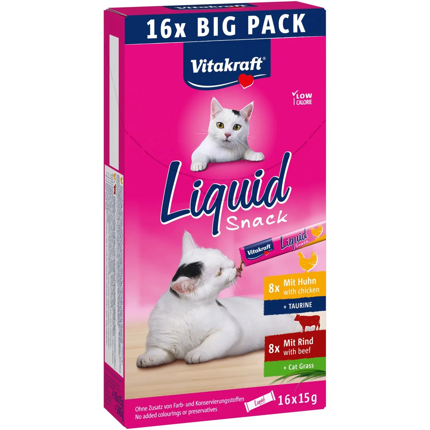 Vitakraft Pochoutka pro kočky Liquid Snack Multipack kuře a hovězí, 16 x 15 g