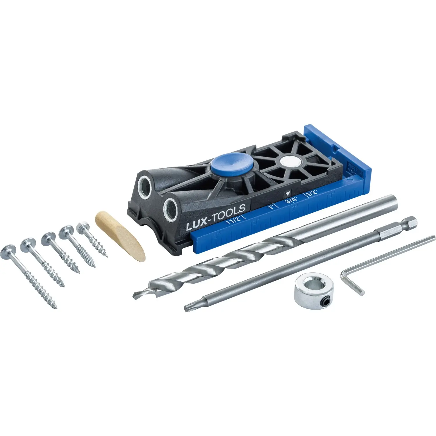 LUX-TOOLS Kapesní vrtací šablona pro 2 otvory do dřeva + vrták