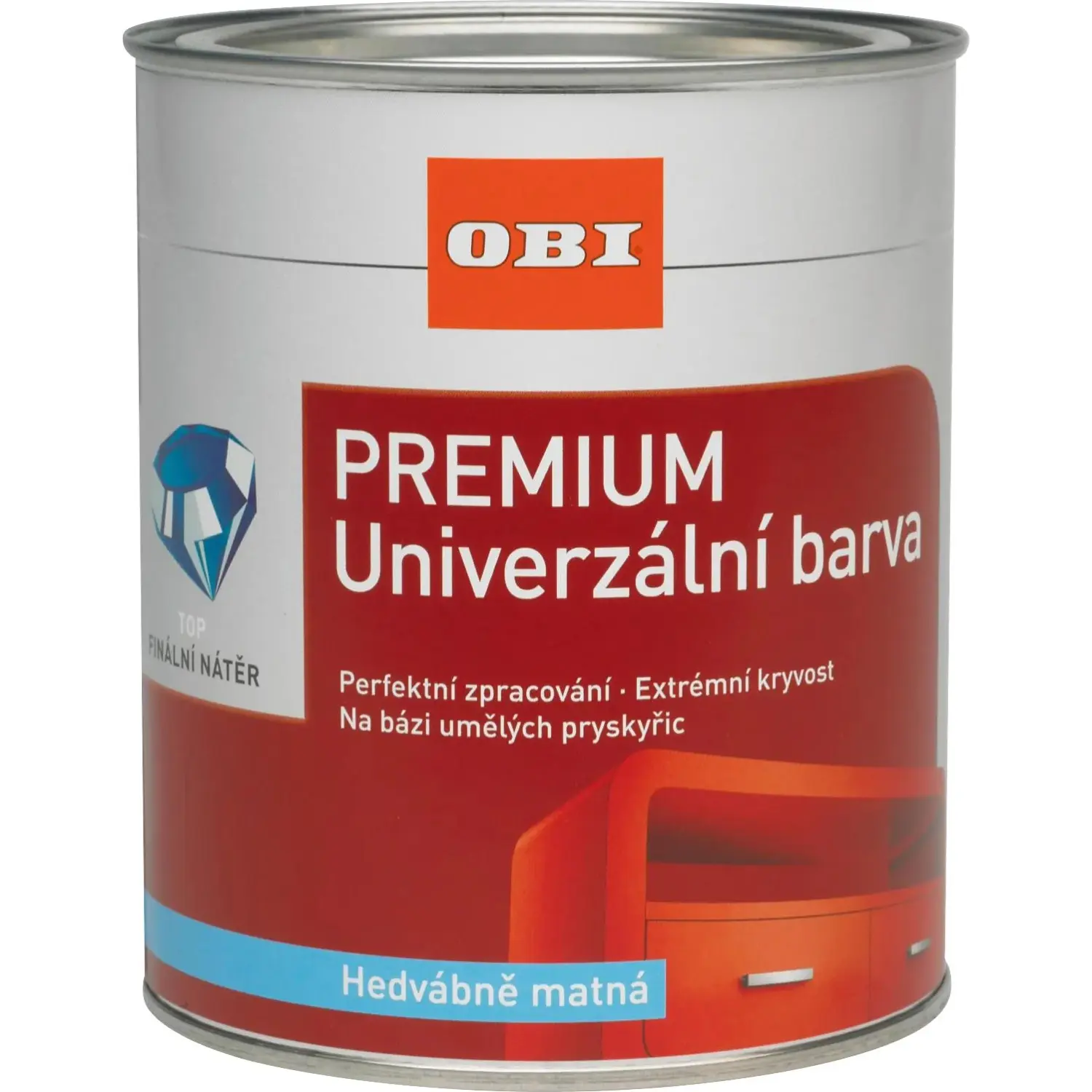 OBI Univerzální barva PREMIUM hedvábně matná čistě bílá 750 ml