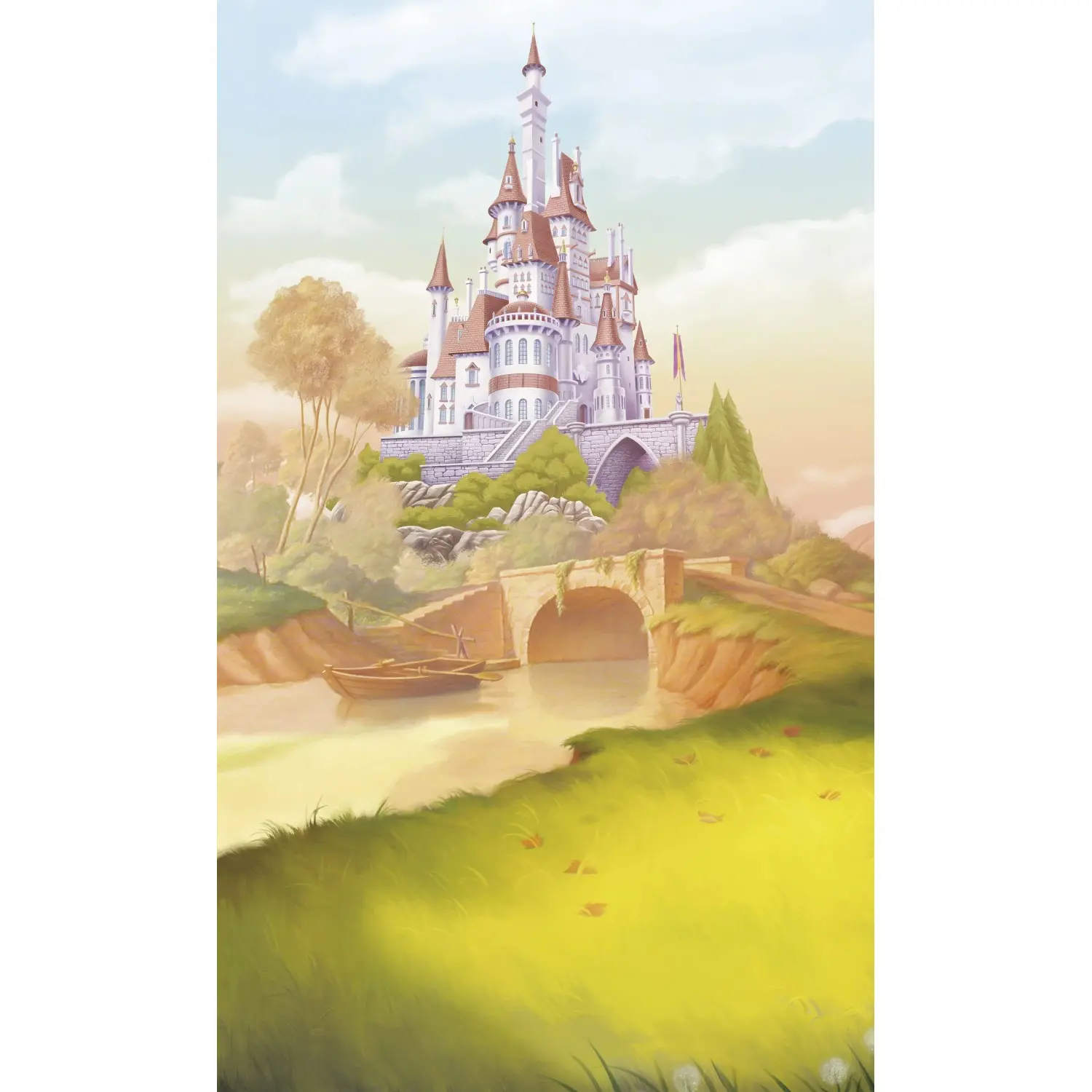 Komar Vliesová fototapeta Disney Princess Belle Castle River150 x 250 cm