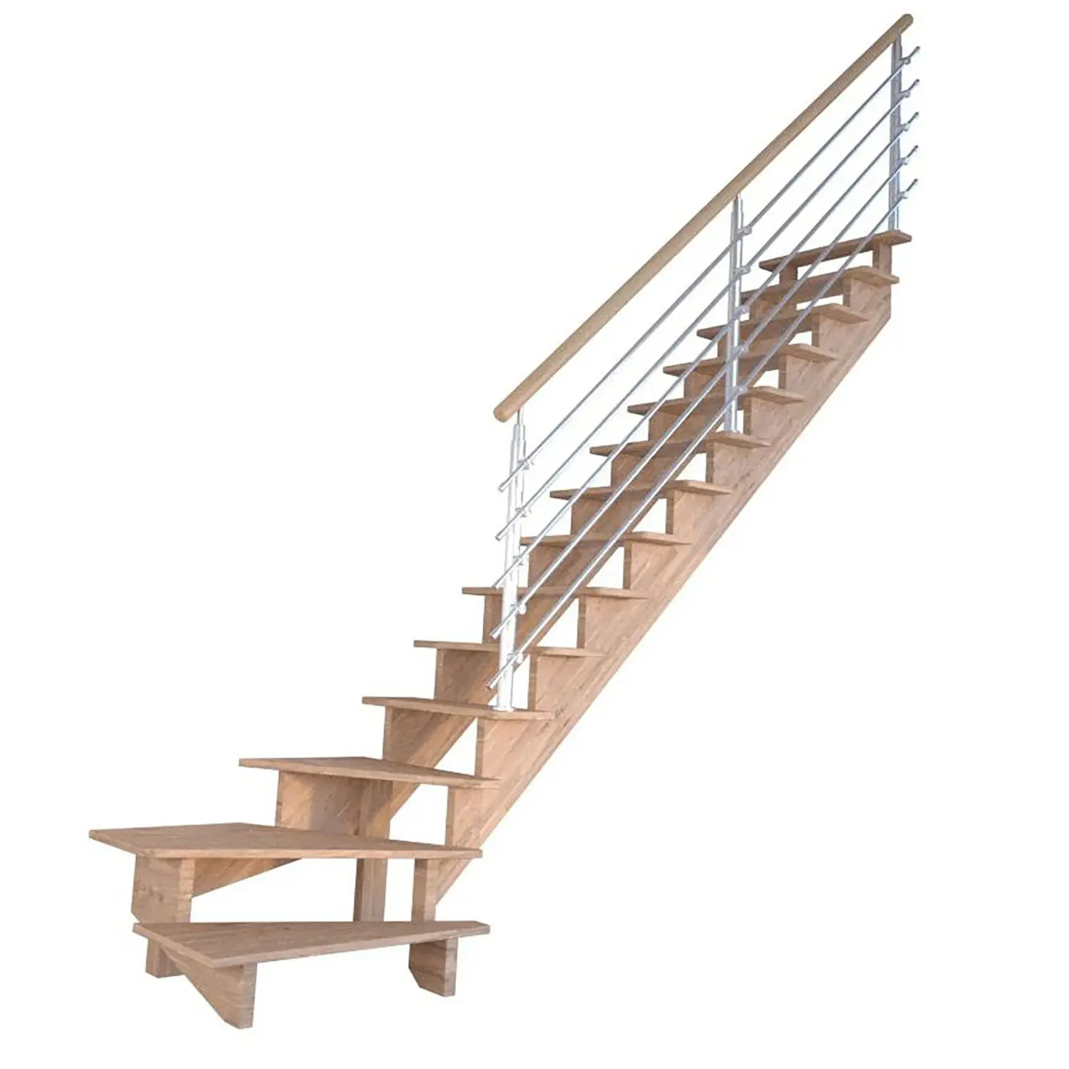 StarWood Schody Lindos Pro dubové pravé 100cm otevřené design. nerez. zábradlí